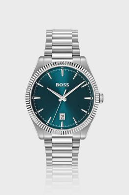 Boss 1514309 Men's Cheswick Blue-Dial Watch w/ Fluted Bezel