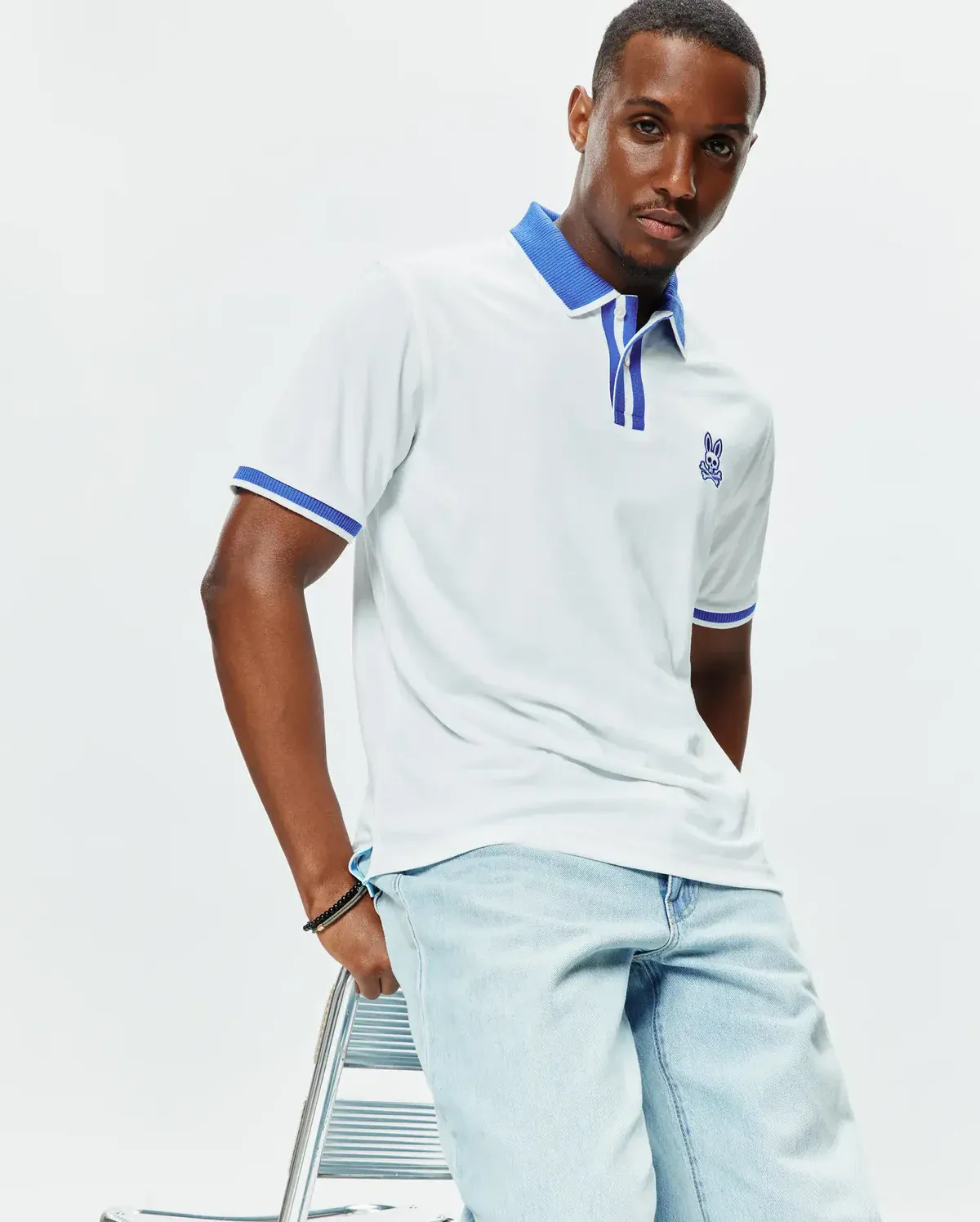 Psycho Bunny MT0100192 Men’s RIDLEY Short Sleeve Contrast Collar PiquePolo