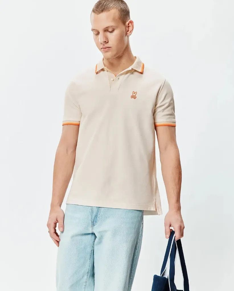 Psycho Bunny MT0100184 Men’s HOLDEN Short Sleeve MonochromaticPique Polo