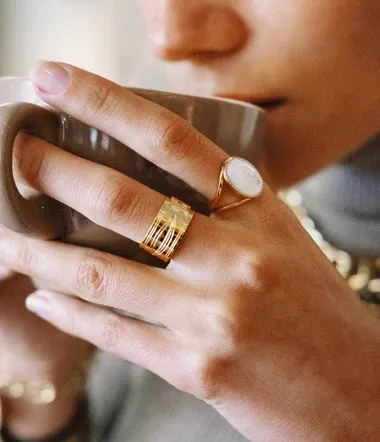 ZAG SRR11597-01SEL CORNELLIA Gold S. Steel Adjustable Stone Ring