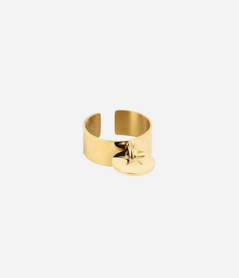 ZAG SRL3474-01 SOLARIA Gold S. Steel Adjustable Pendant Ring