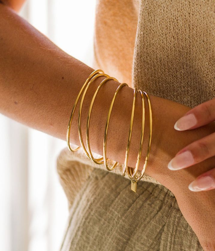 ZAG SBJ24768-01 THEON Gold Plated S.Steel Bangle Stack Bracelet
