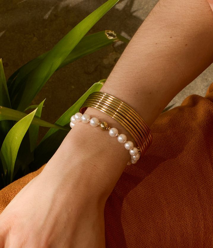 ZAG SBJ24768-01 THEON Gold Plated S.Steel Bangle Stack Bracelet