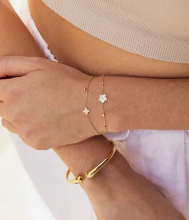ZAG SBS19869-01SEL VAHINE Gold S. Steel Flower Bracelet – White