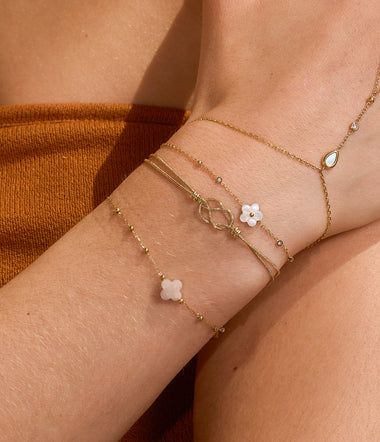 ZAG SBS19869-01SEL VAHINE Gold S. Steel Flower Bracelet – White