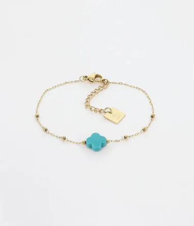 ZAG SBS07970-01 VELASQUEZ Gold S. Steel Clover Bead Bracelet