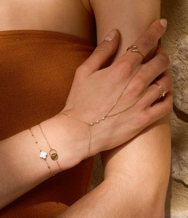ZAG SBS07970-01 VELASQUEZ Gold S. Steel Clover Bead Bracelet