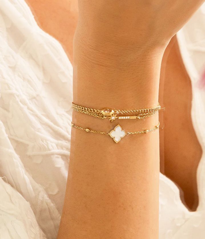 ZAG SBS25398-01 RACINE Gold S. Steel Clover Bracelet