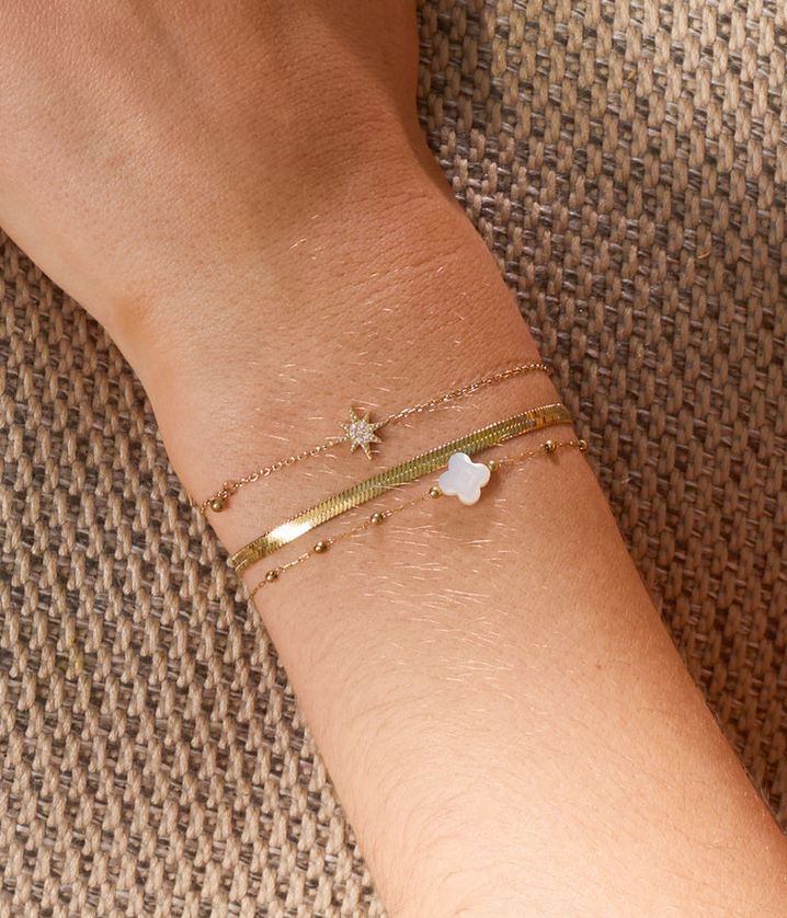 ZAG SBS18297-01 NEWTON Gold S. Steel Star CZ Bracelet