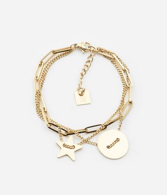 ZAG SBX9013-01 STAR Gold S. Steel Three Layer Charm Bracelet