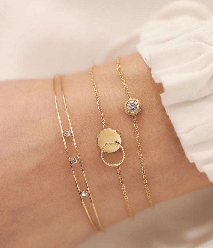 ZAG SBS3682-01 CANTOR Gold S. Steel Thin Interlink Bracelet