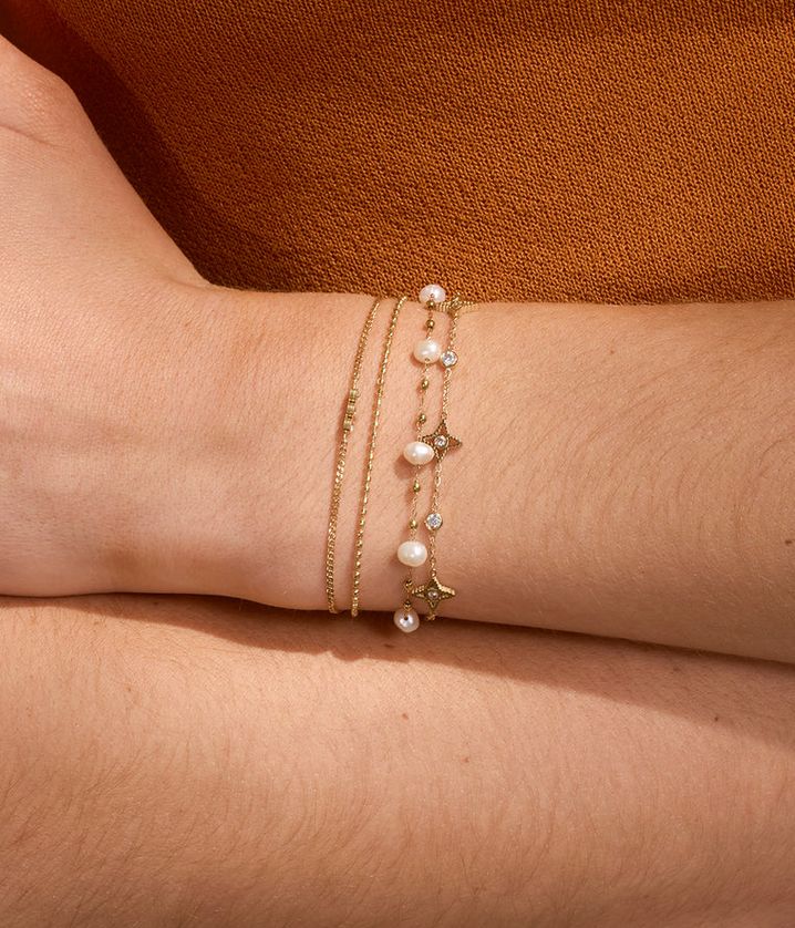 ZAG SBX25606-01 VINCENZA Gold S. Steel Double Strand CZ Bracelet