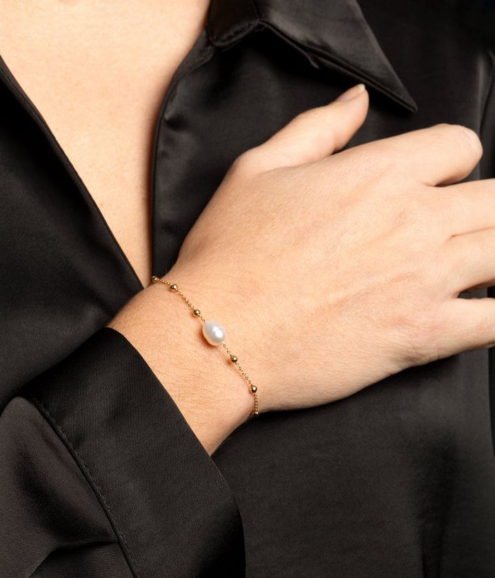ZAG SBS22193-01SEL IZIA Gold S. Steel Pearl Bead Bracelet