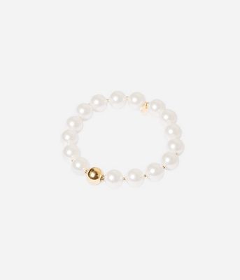 ZAG SBR21615-01SEL8 MARLA Gold S. Steel Elastic Pearl Bead Bracelet