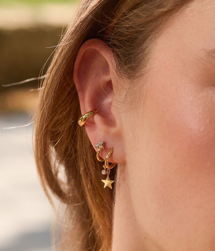 ZAG SEC9453-01 LUCKY STAR Gold Plated S.Steel Small Hoop Charm Earrings