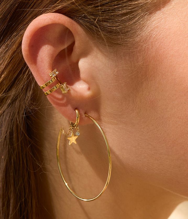 ZAG SEC9453-01 LUCKY STAR Gold Plated S.Steel Small Hoop Charm Earrings