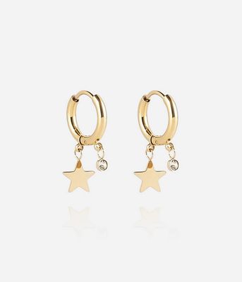 ZAG SEC9453-01 LUCKY STAR Gold Plated S.Steel Small Hoop Charm Earrings