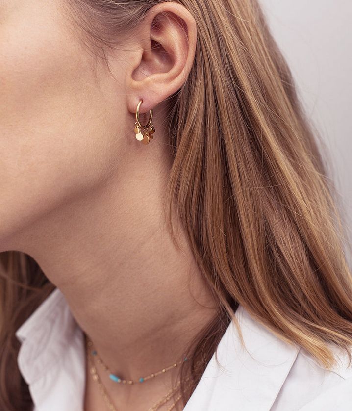 ZAG SEC04242-01 CONFETTI Gold Plated S.Steel Small Hoop Dangle Earring