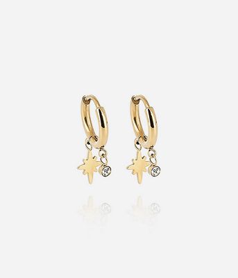 ZAG SEC9456-01 CAP SKIRRING Gold Plated S.Steel Star Dangle Hoop Earrings
