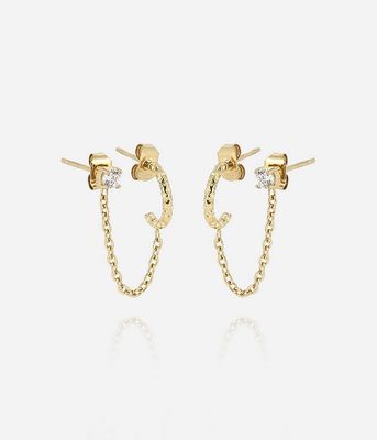 ZAG SEC13832-01 CHI Gold PlatedS.Steel Double Piercing Earring-Chain Connected