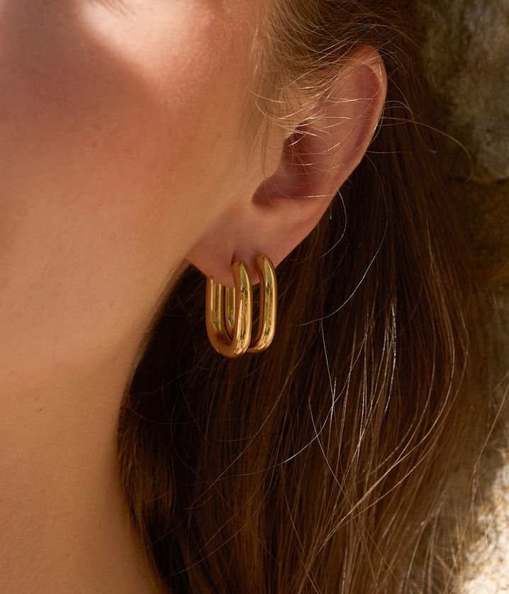 ZAG SEC22970-01 SUBLIME Gold Plated S.Steel Med Square Hoop Earring