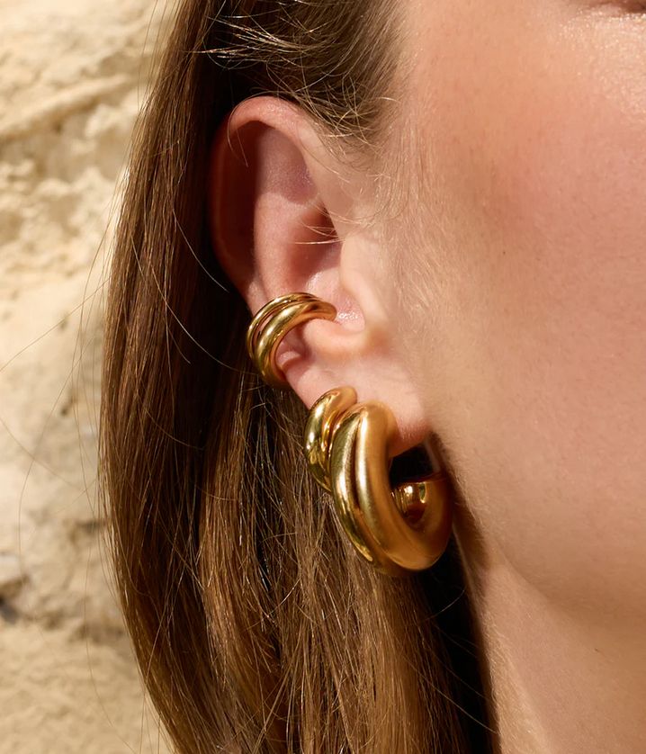 ZAG SEC21313-01 CHANTAL Gold Plated S.Steel THICK Large Hoop