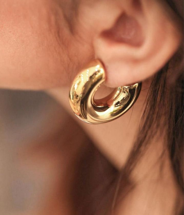 ZAG SEC21313-01 CHANTAL Gold Plated S.Steel THICK Large Hoop