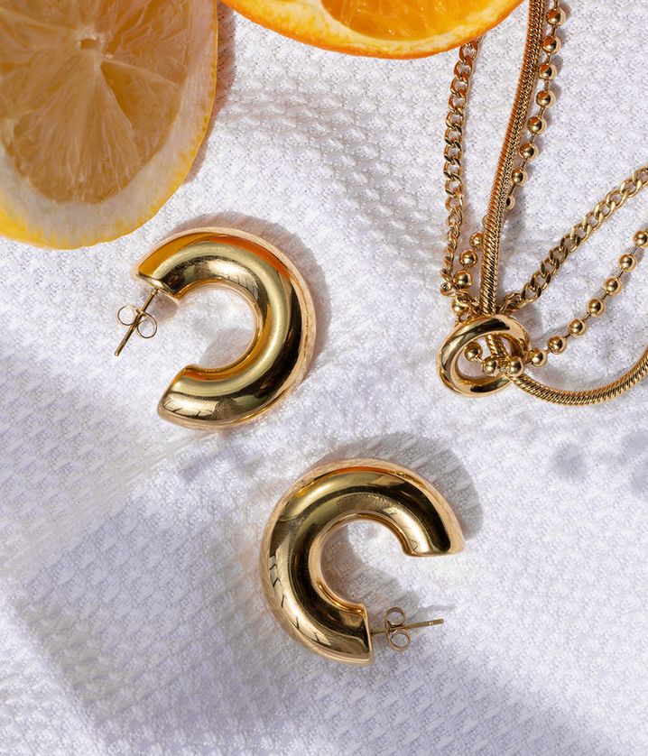 ZAG SEC21313-01 CHANTAL Gold Plated S.Steel THICK Large Hoop