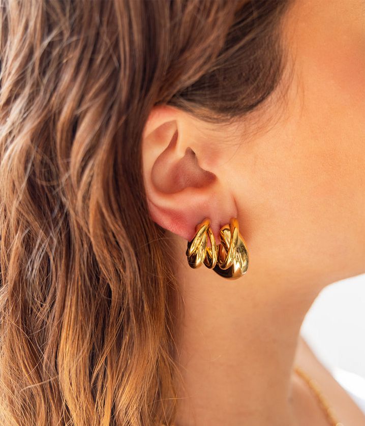 ZAG SEC25687-01 TORTEL Gold Plated S.Steel Triple Loop Hoop Earring