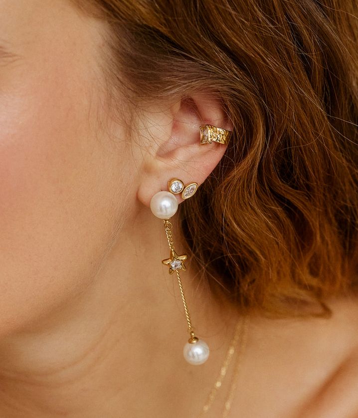 ZAG SEP27697-01 GALATINA S.Steel Gold Plated Double CZ Stud Earrings