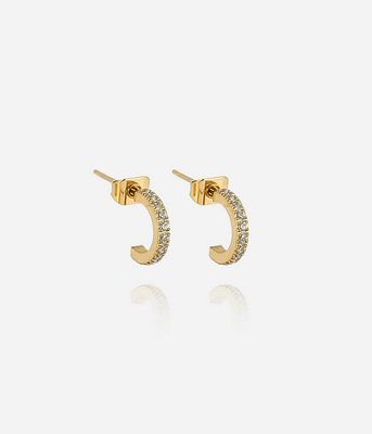 ZAG SEC15169-01 WINNIE S.Steel Gold Plated Small CZ Hoop Earring