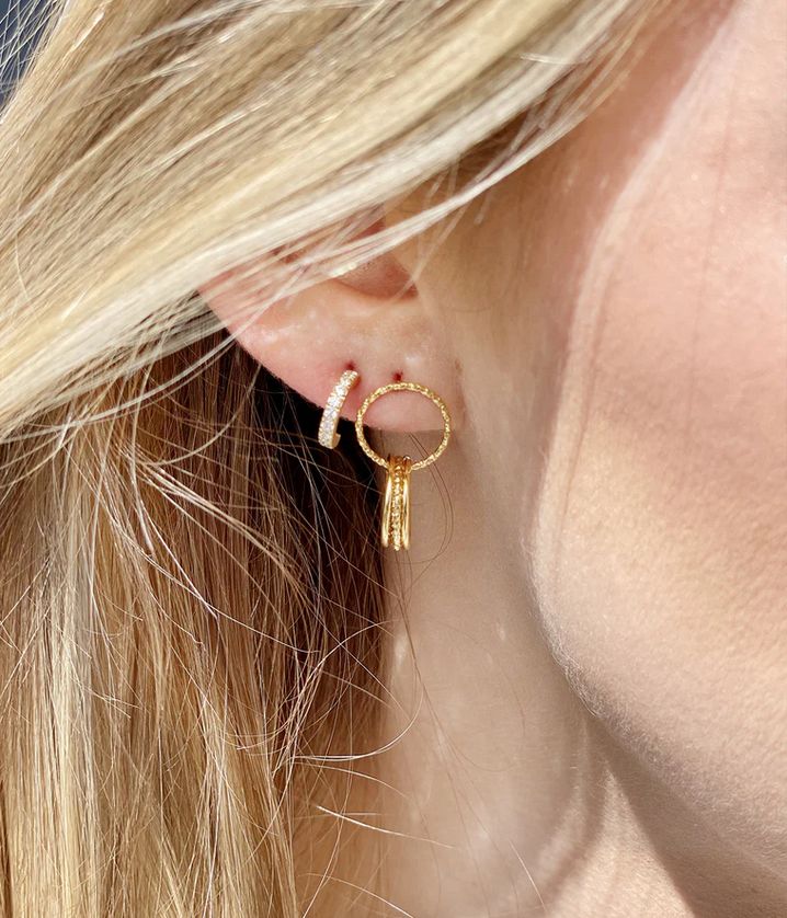 ZAG SEC15169-01 WINNIE S.Steel Gold Plated Small CZ Hoop Earring