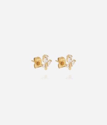 ZAG SEP24302-01 CIRCEE S.Steel Gold Plated CZ Flower Stud Earrings
