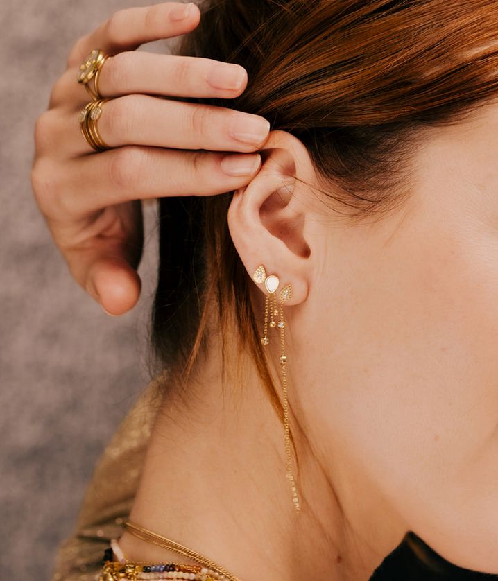 ZAG SEP18294-01 TEAR S.Steel Gold Plated CZ Tear Drop Earrings