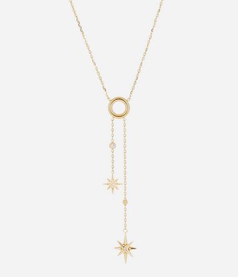 ZAG SNM24376-01 DELTA Gold S. Steel Multi Star Long CZ Necklace