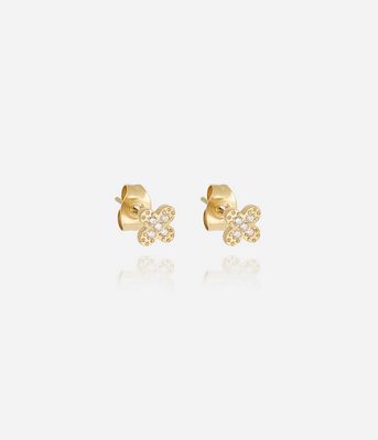 ZAG SEP18291-01 AMEA S.Steel Gold Plated CZ Clover Stud Earrings