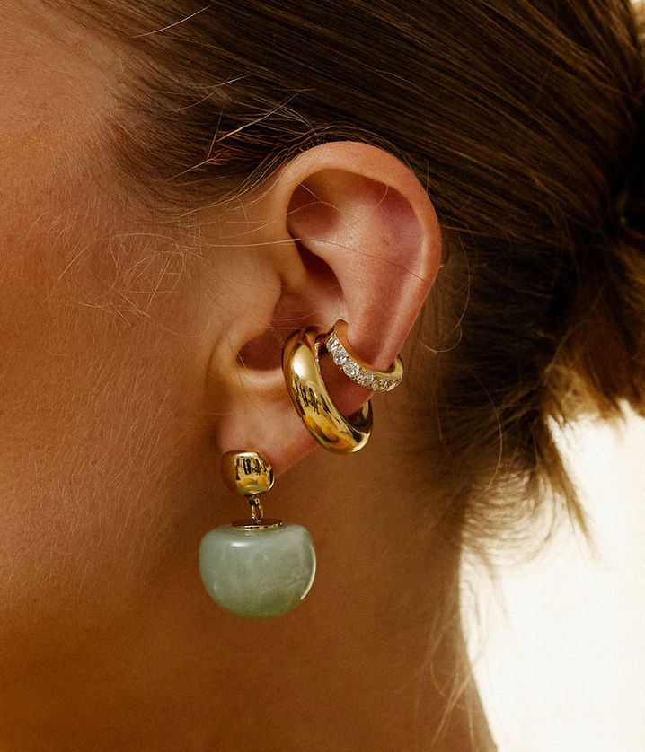 ZAG SEM27893-01 ROSAZIA S.Steel Gold Plated Turquoise Bulk Dangle Earrings
