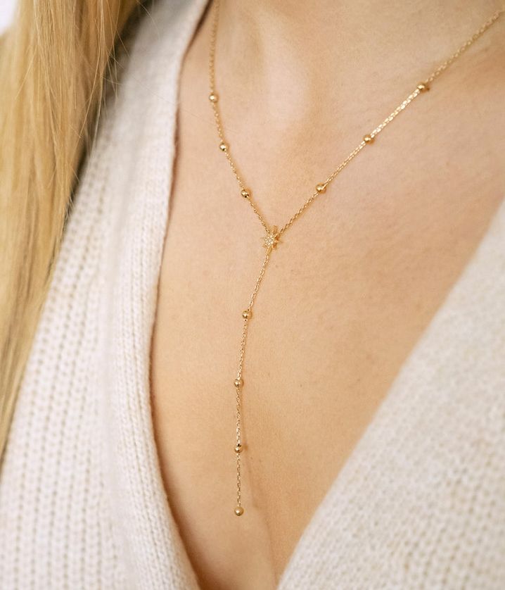 ZAG SNM18288-01 ISAAC Gold S. Steel CZ Star Necklace