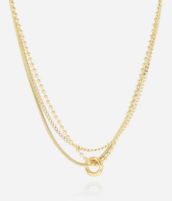 ZAG SNX22922-01 DELTA Gold S. Steel Triple Strand Pendant Necklace