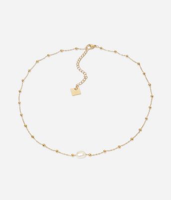 ZAG SNS22193 IZIA Gold S. Steel Pearl Stone Necklace