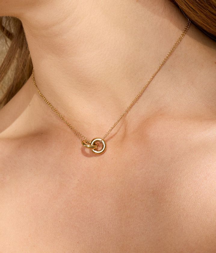 ZAG SNS24380-01 MENTI Gold S. Steel Double Strand Ring Interlink Necklace