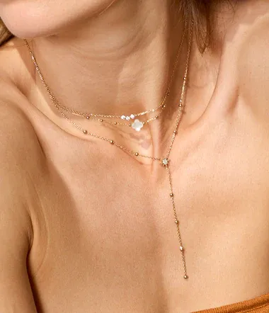 ZAG SNS07970-01SEL VELASQUEZ Gold S. Steel Four Leaf Clover Necklace