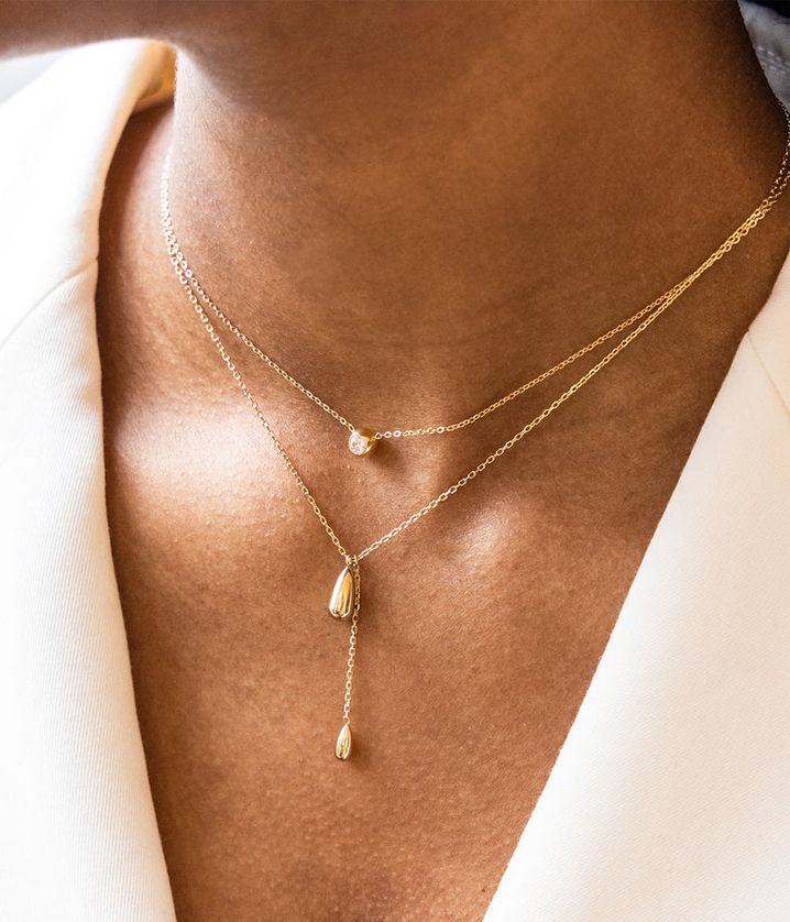 ZAG SNS25641-01 SALVO Gold S. Steel Double Drop Necklace
