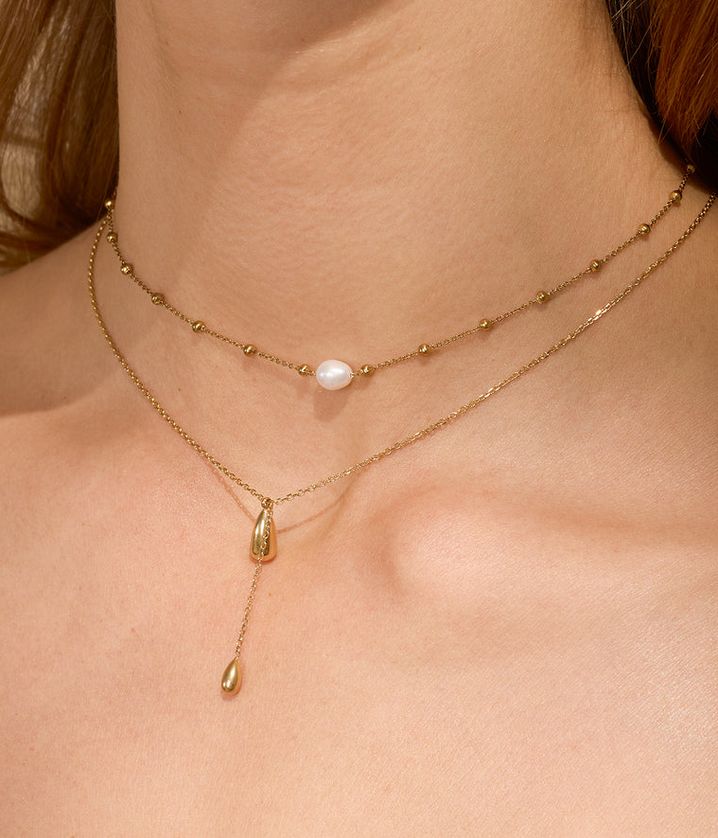 ZAG SNS25641-01 SALVO Gold S. Steel Double Drop Necklace