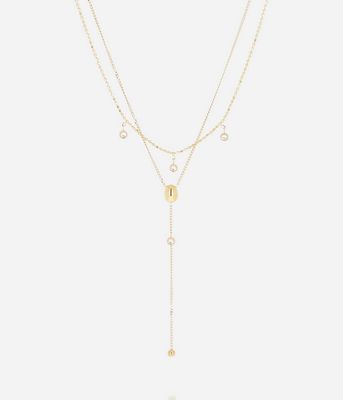 ZAG SNX24279-01 DILBANA Gold S. S Double Layer CZ Long Necklace