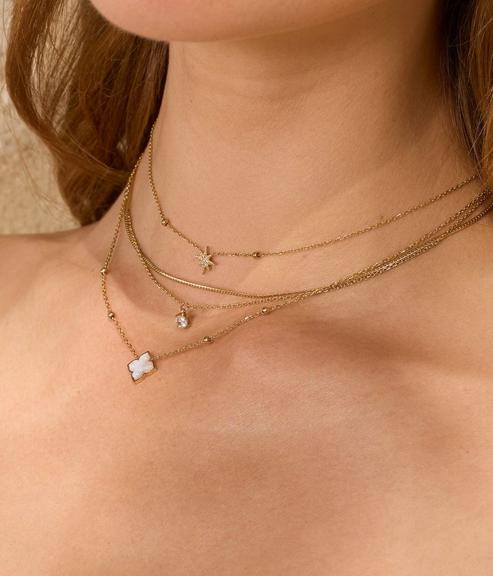 ZAG SNS24463-01 THAUMAS Gold S. S CZ Double Necklace