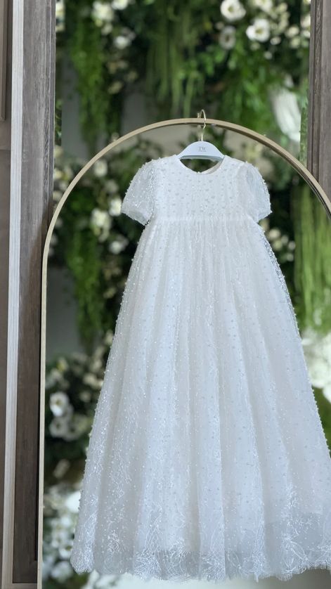 Teter Warm B41L Baby Girl's Pearl Baptismal Dress & Bonnet Set