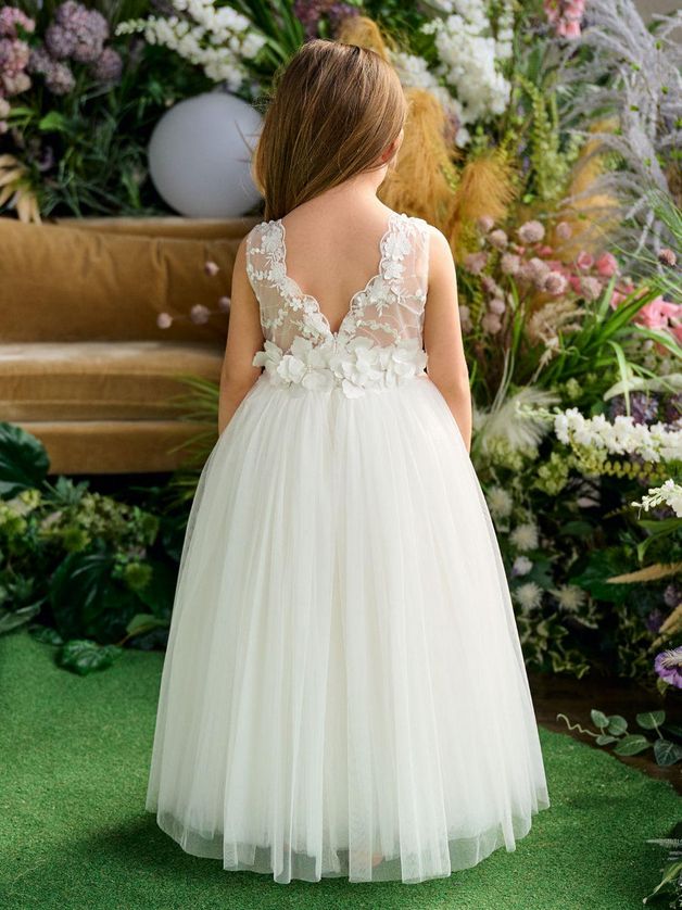 Teter Warm FS116F Girl's Floral Lace Detailing & Tulle Communion Dress