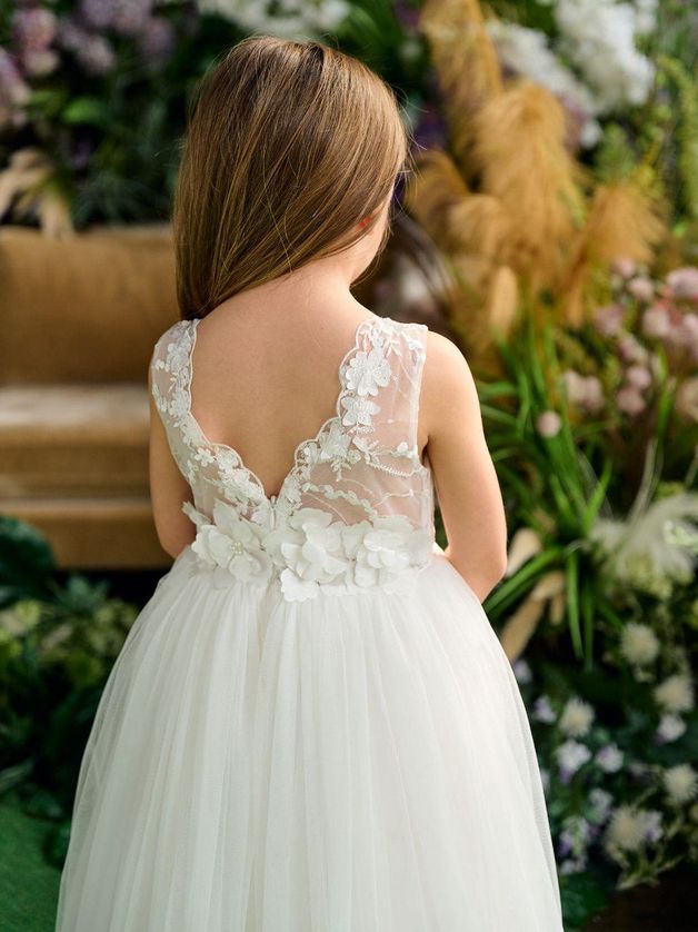 Teter Warm FS116F Girl's Floral Lace Detailing & Tulle Communion Dress
