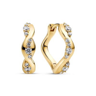 Sif Jakobs E2762-CZ-YG ELLERA Gold Plated Waves Altro Creolo Hoop Earrings